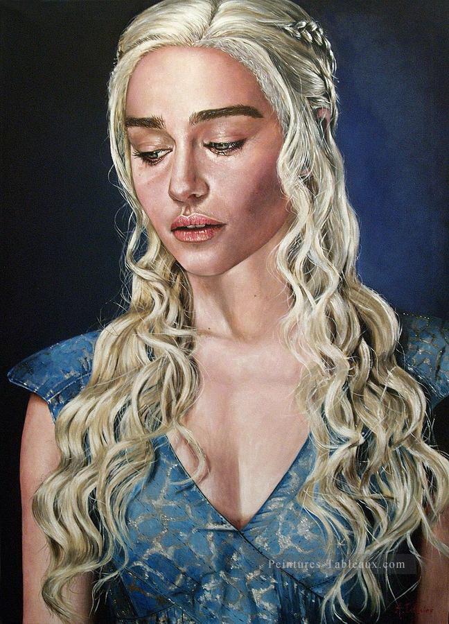 Portrait de Daenerys Targaryen style Le Trône de fer Peintures à l'huile